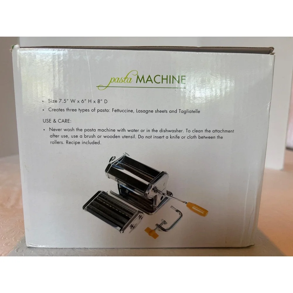 Fox Run 57666 Manual Stainless Steel Pasta Maker Machine NIB Silver 3 Blade Type
